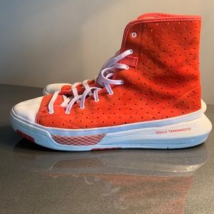 Red y-3 high top sneakers